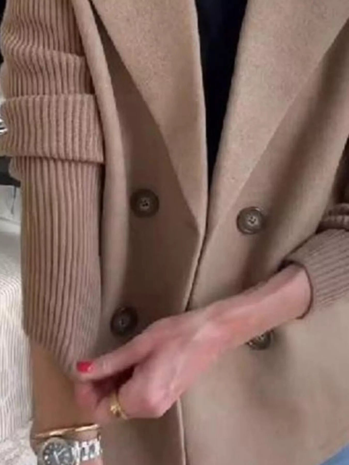Mid-Length Shawl Collar Overcoat with Buttoned Front