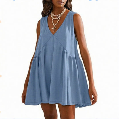 V-Neck Loose-Fit Sleeveless Dress