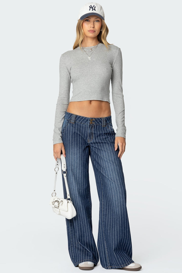 Angel Striped Low Rise Jeans