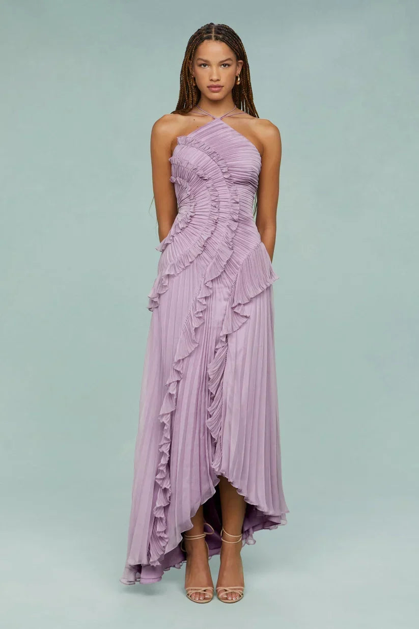 Amelia | Pleated Halter Maxi Dress