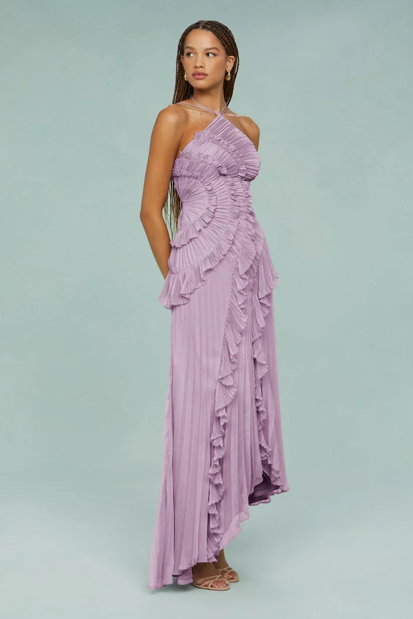 Amelia | Pleated Halter Maxi Dress