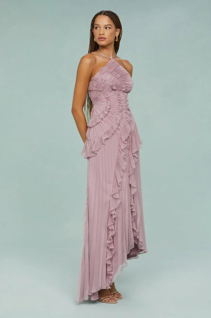 Amelia | Pleated Halter Maxi Dress