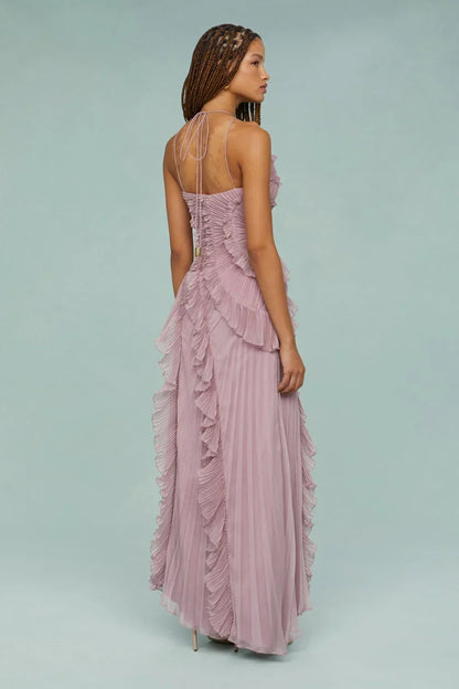 Amelia | Pleated Halter Maxi Dress
