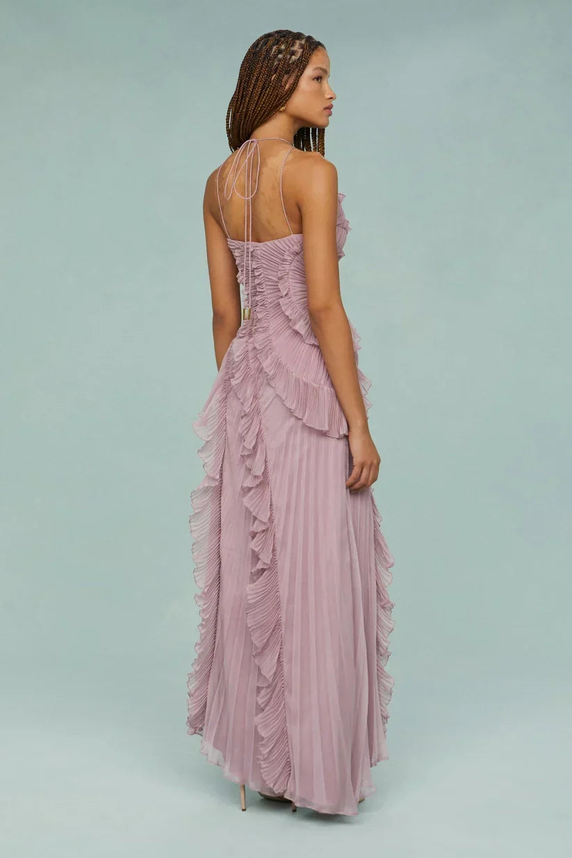 Amelia | Pleated Halter Maxi Dress