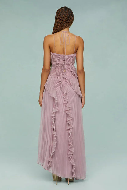 Amelia | Pleated Halter Maxi Dress