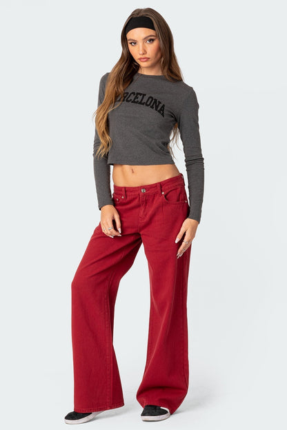 Eira Red Low Rise Jeans
