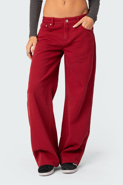 Eira Red Low Rise Jeans