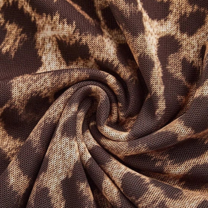 Leopard Mesh Backless Mini Dress