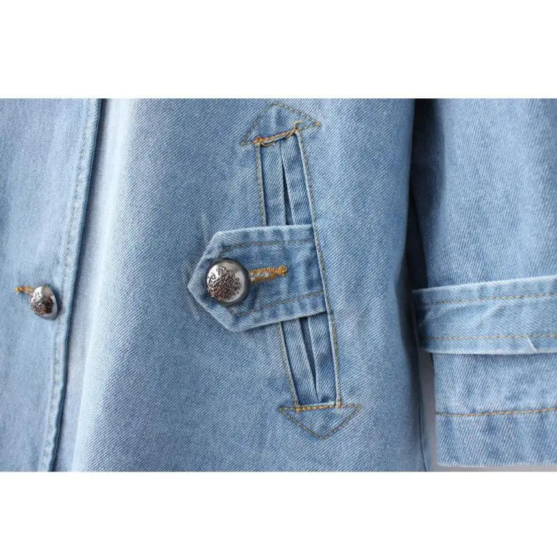 Double-Breasted Denim Cape Coat, Trench-Inspired