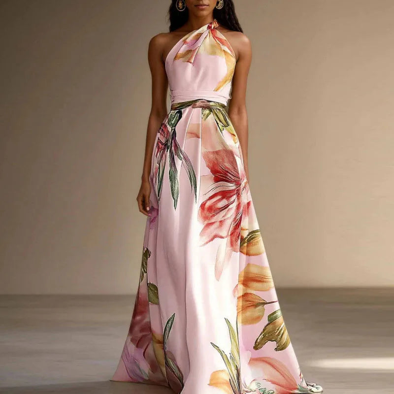 Liora – Floral Halter Maxi Dress
