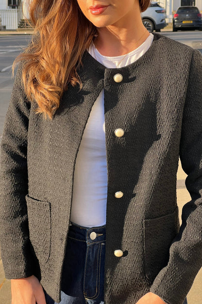 Florence Black Button Detail Blazer