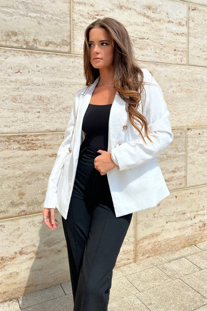 Edith White And Gold Button Detail Blazer