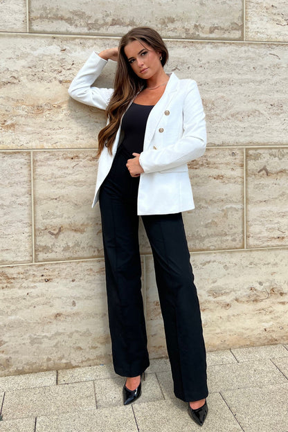 Edith White And Gold Button Detail Blazer