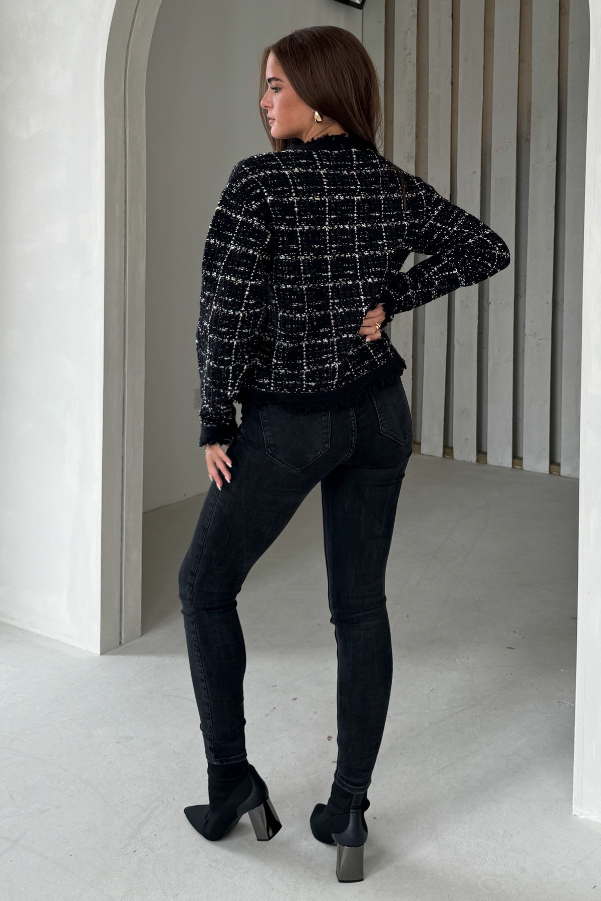 Zya Black Knit Gold Button Jacket
