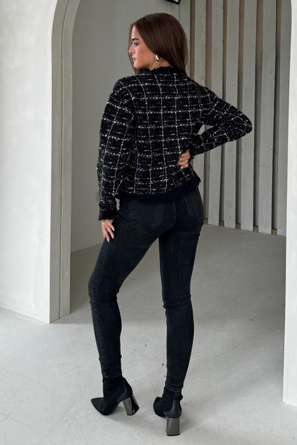 Zya Black Knit Gold Button Jacket