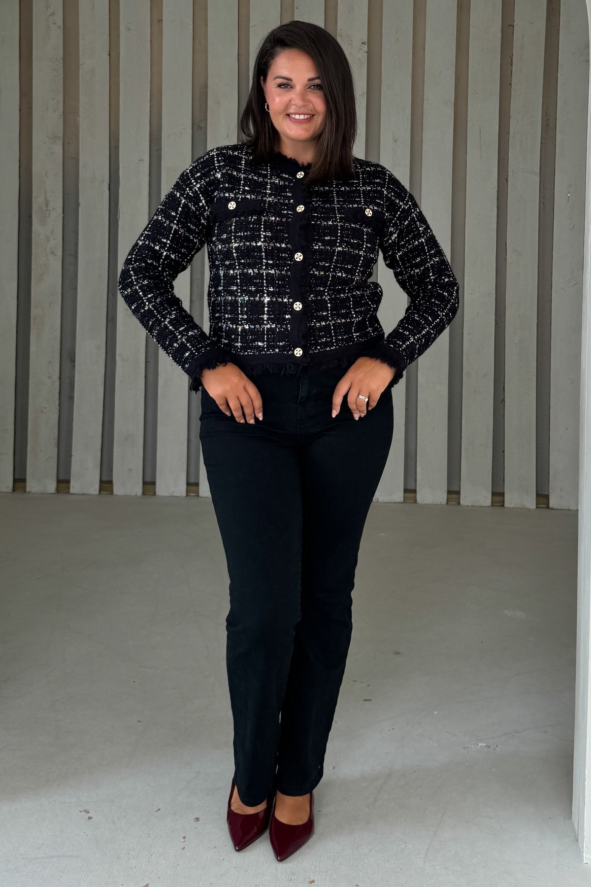Zya Black Knit Gold Button Jacket