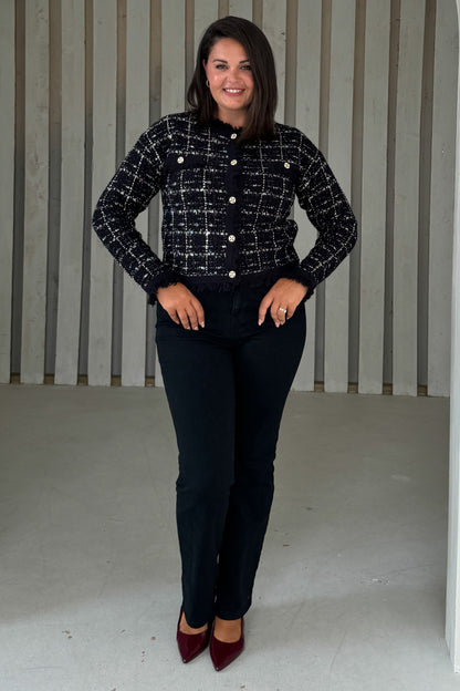 Zya Black Knit Gold Button Jacket