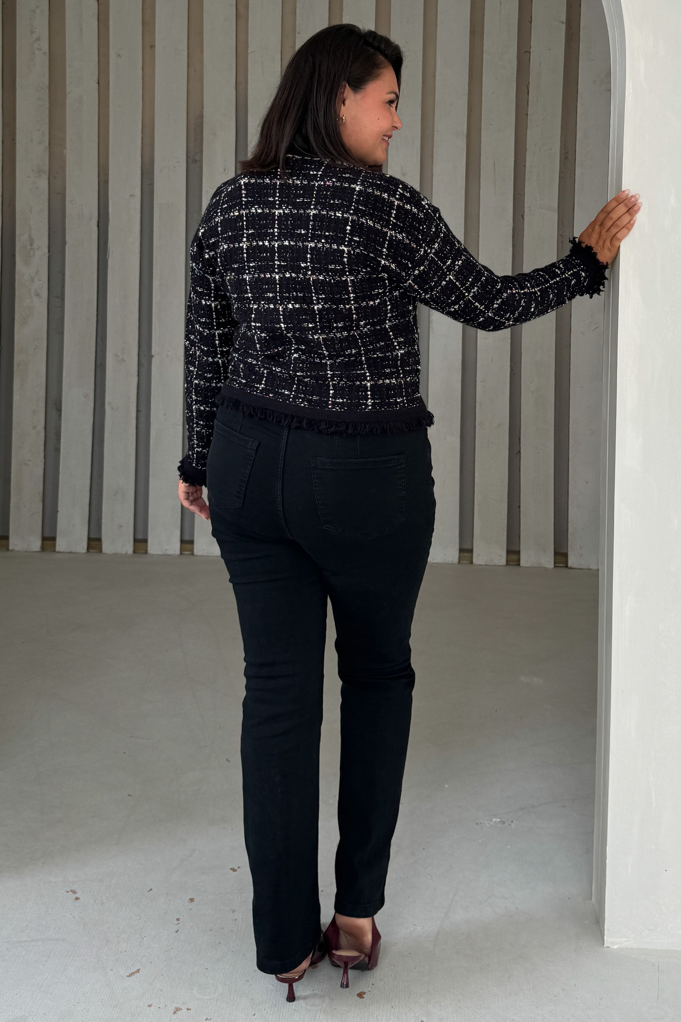 Zya Black Knit Gold Button Jacket