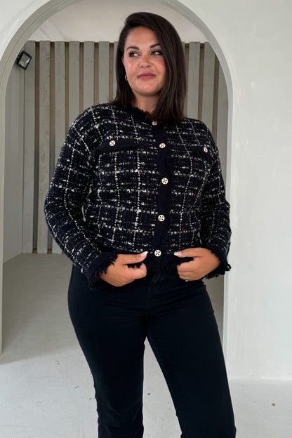 Zya Black Knit Gold Button Jacket