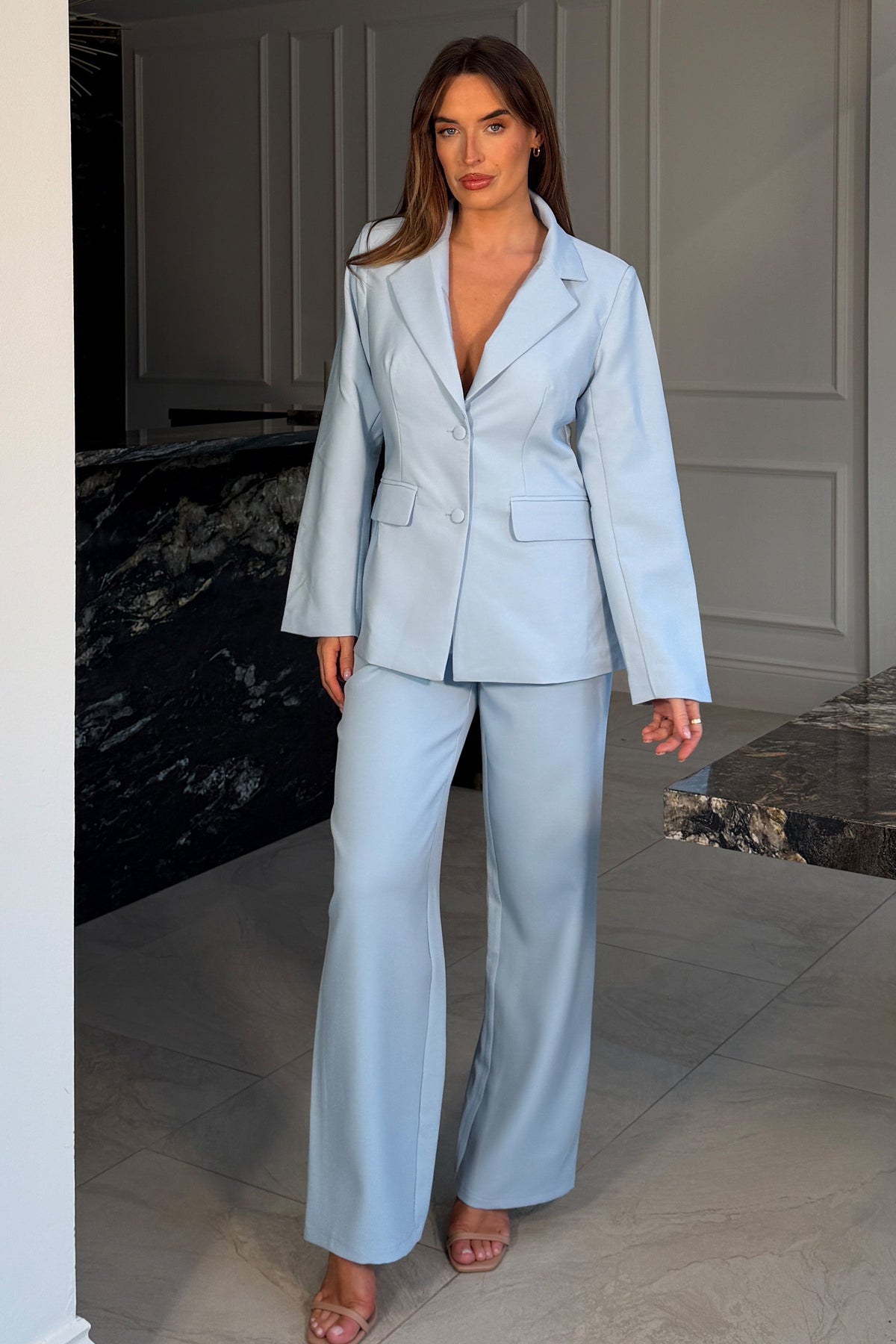 Stevie Classic Fitted Blazer Sky Blue