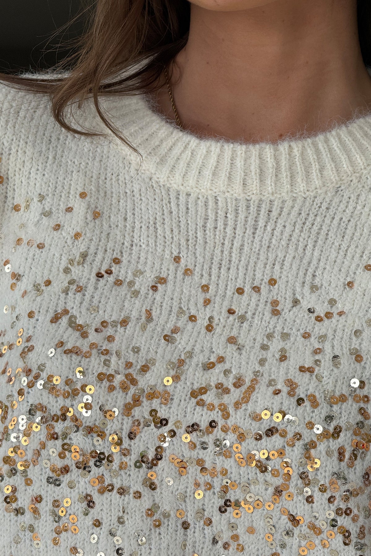 Hina Sequin Knit Jumper Cream