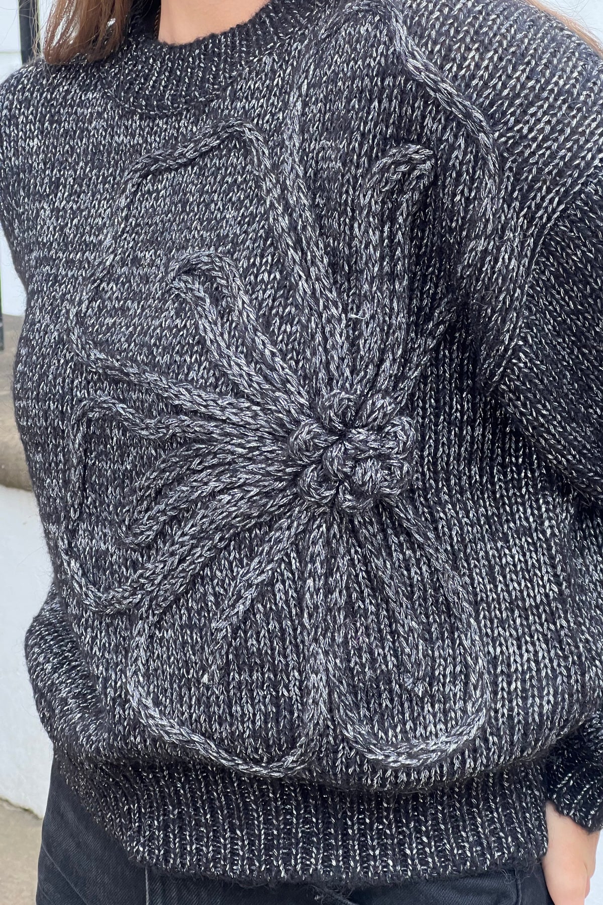 Lunetta Flower Knit Jumper Black