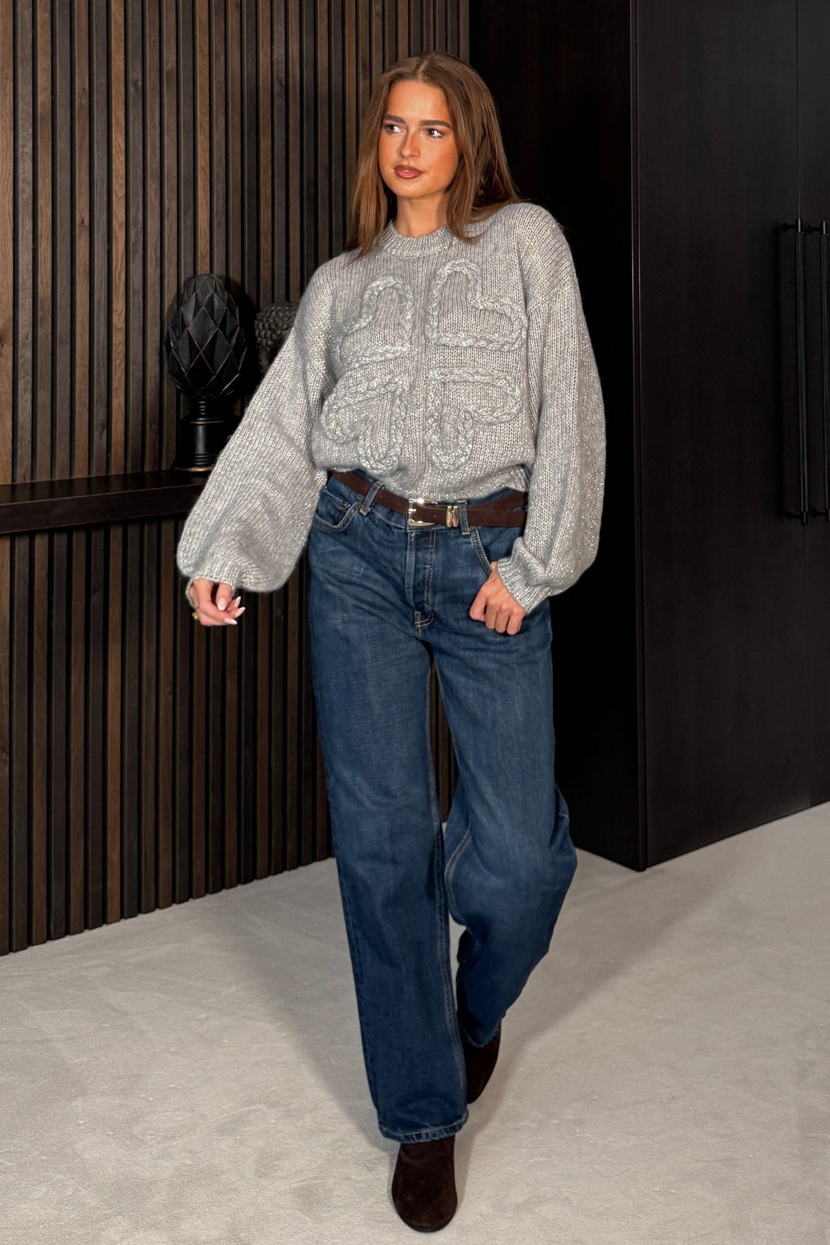 Lirael Heart Knit Jumper Grey