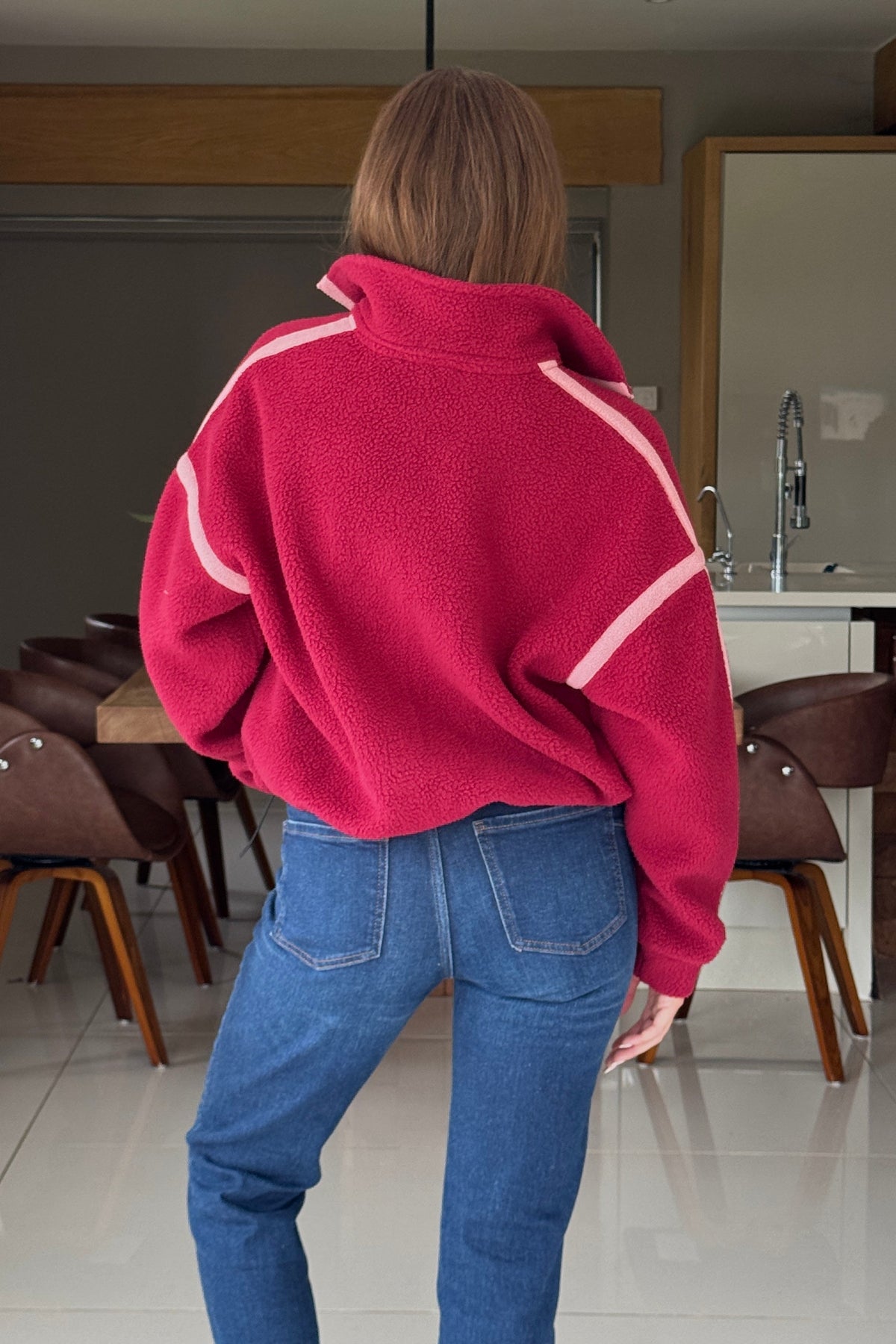 Lulu Contrast Binding 1/4 Zip Fleece Berry