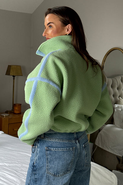 Lulu Contrast Binding 1/4 Zip Fleece Sage