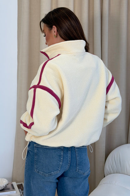 Lulu Contrast Binding Full Zip Fleece Butter