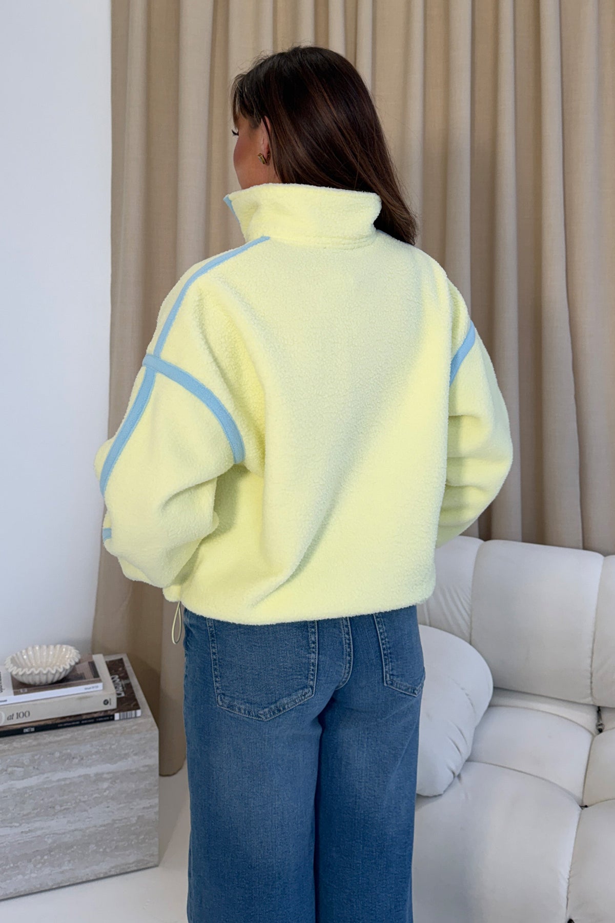 Lulu Contrast Binding Full Zip Fleece Lime