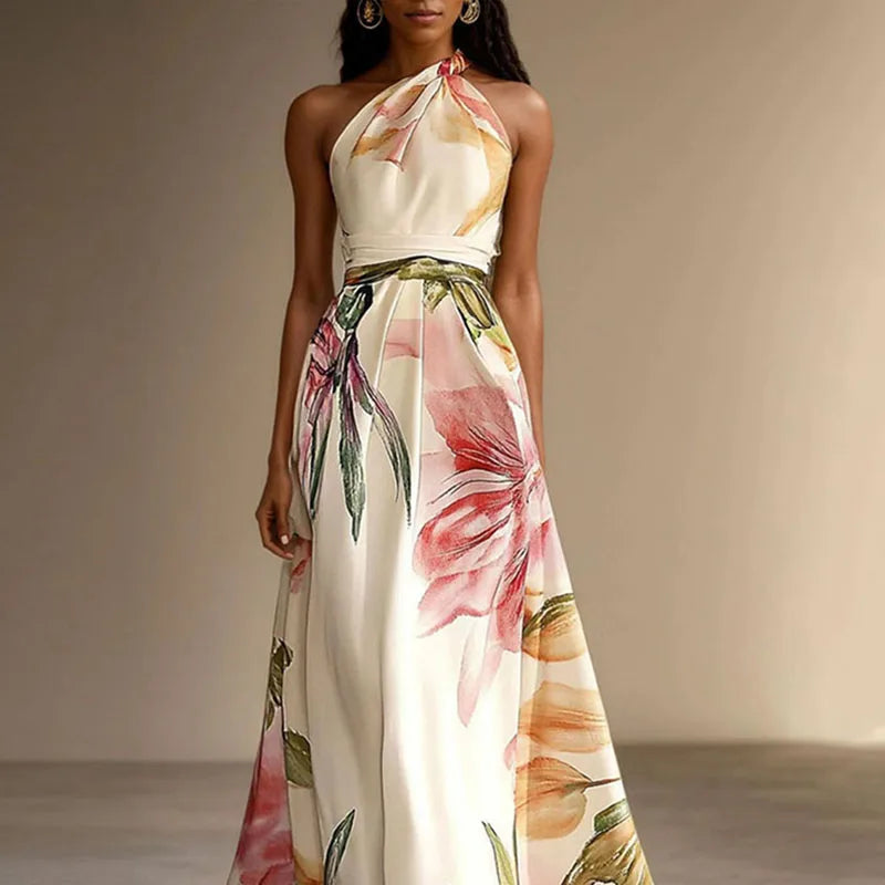 Liora – Floral Halter Maxi Dress