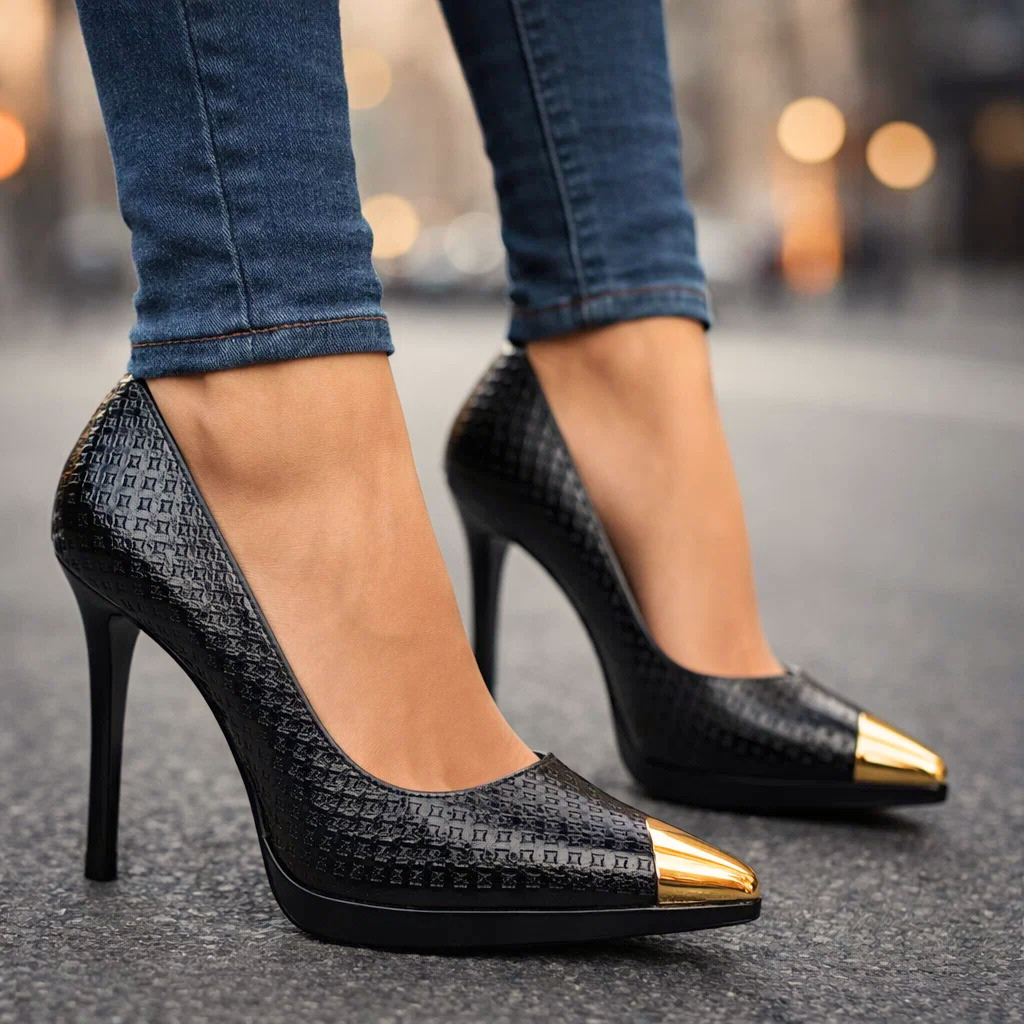 AVELINE GOLD-POINT HEELS