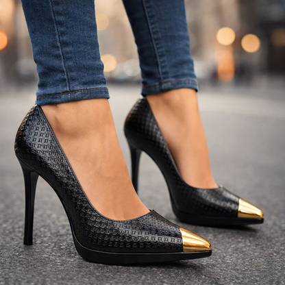 AVELINE GOLD-POINT HEELS