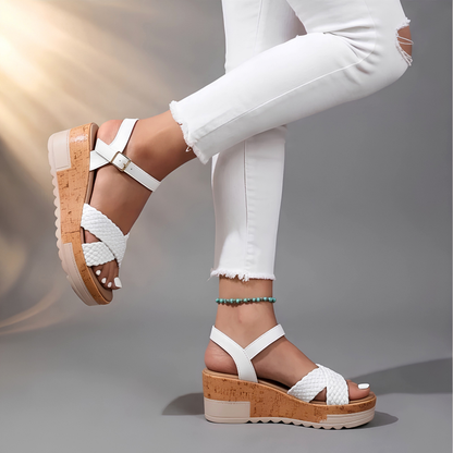 HAZEL WOVEN WEDGE SANDALS
