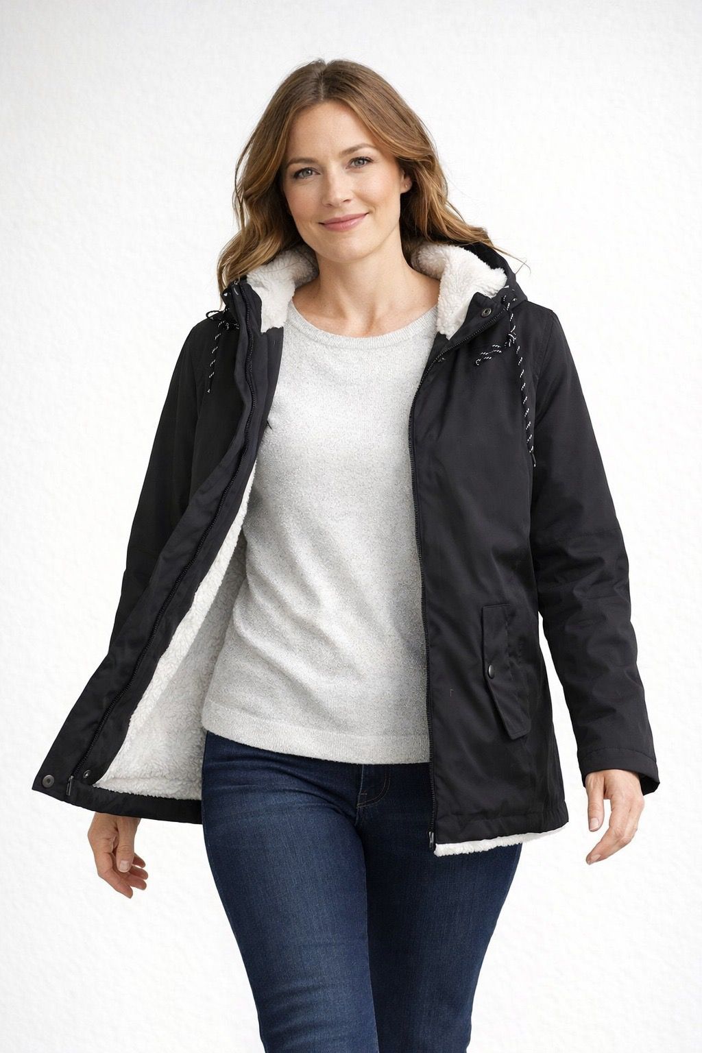 Hooded Winter Jacket with Fleece Lining
