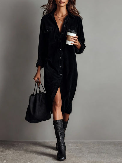 Calista | Soft-Touch Button-Down Midi Dress