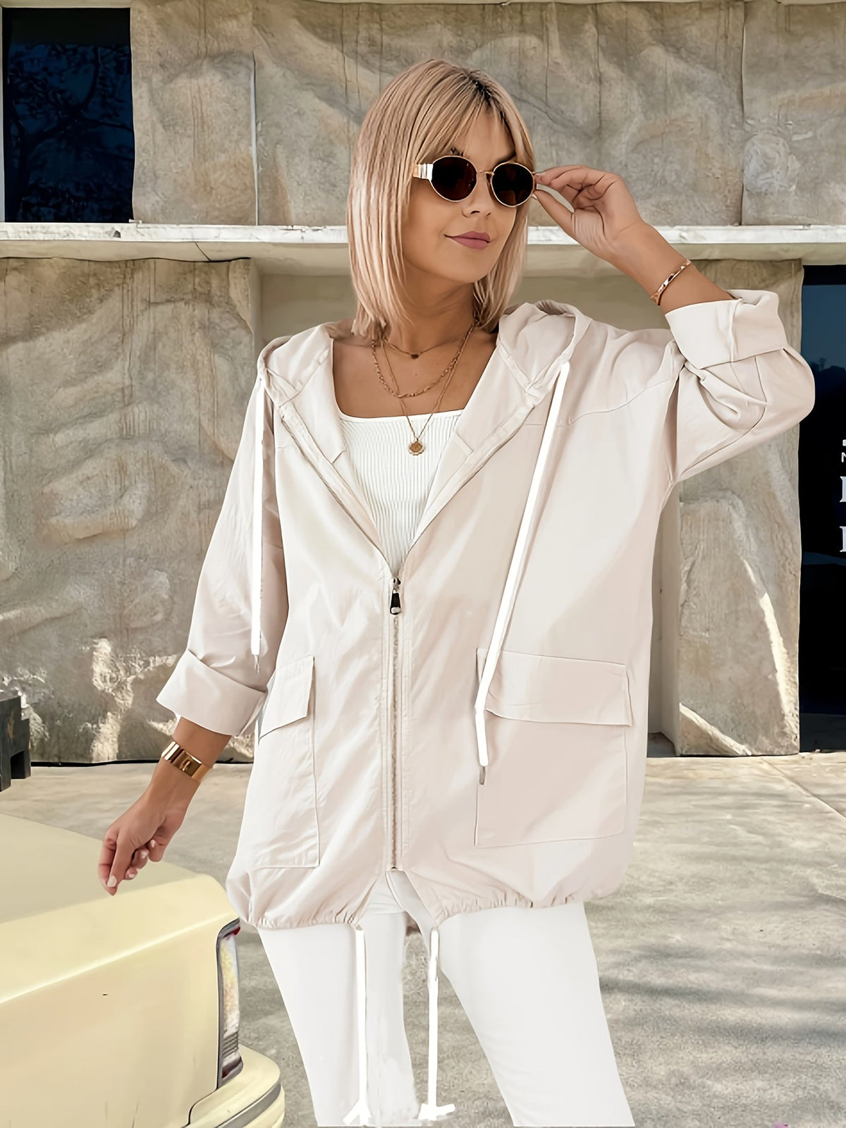 Lightweight Hooded Drawstring Jacket