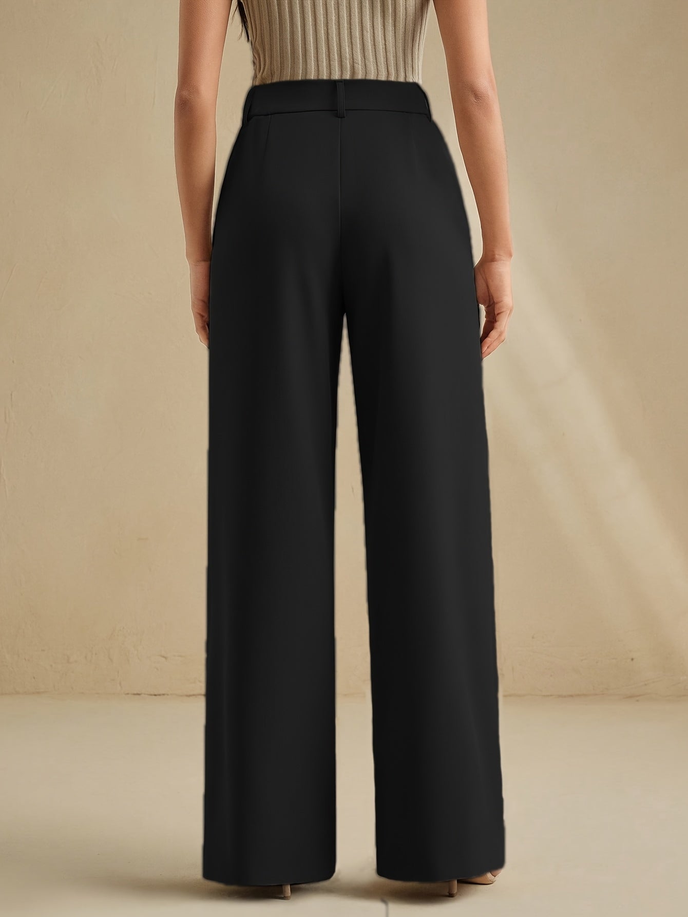 Pleated High-Waist Wide-Leg Trousers