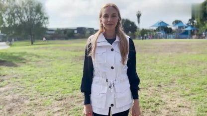 Sleeveless Drawstring Vest Jacket with Pockets