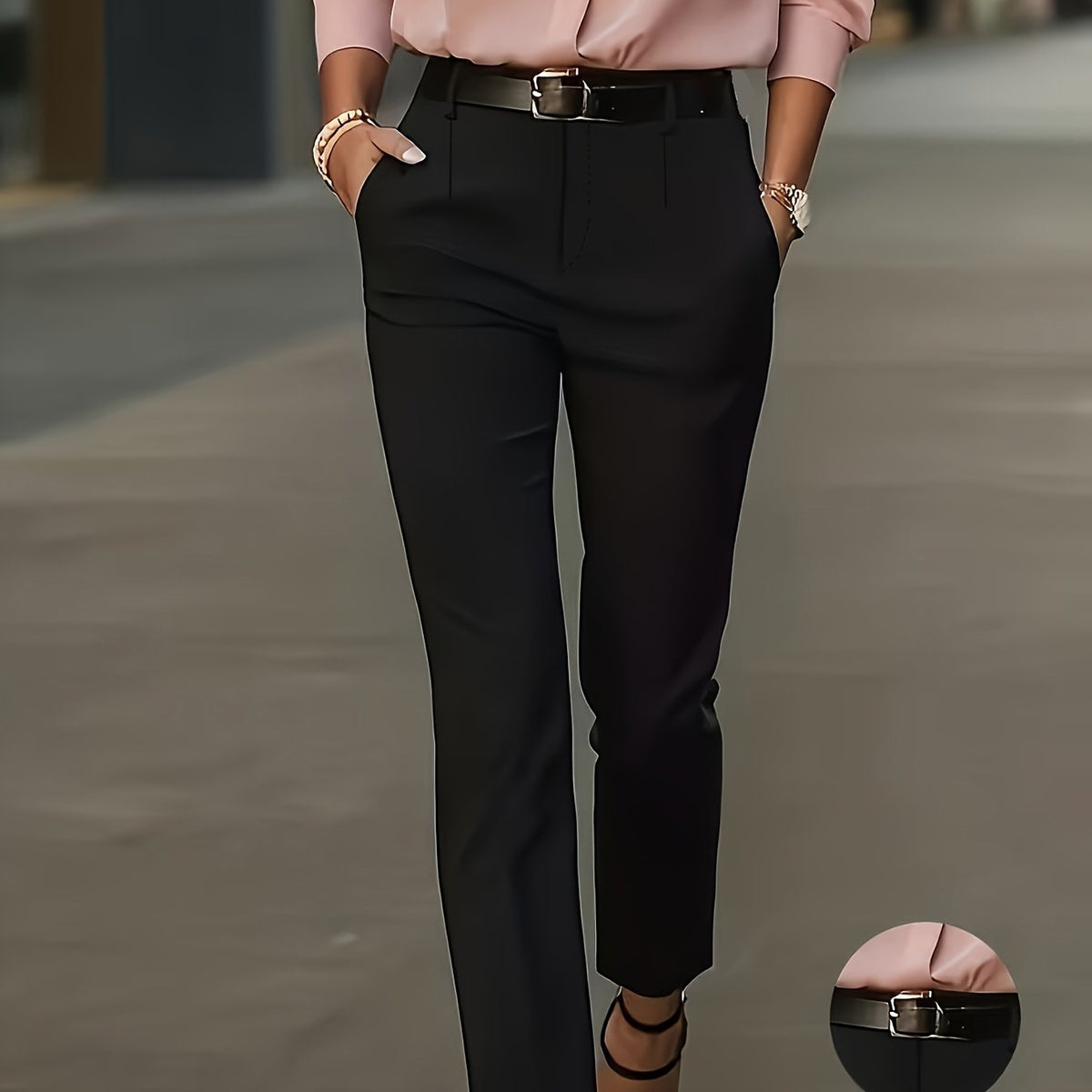 High-Waisted Slim-Fit Pencil Trousers