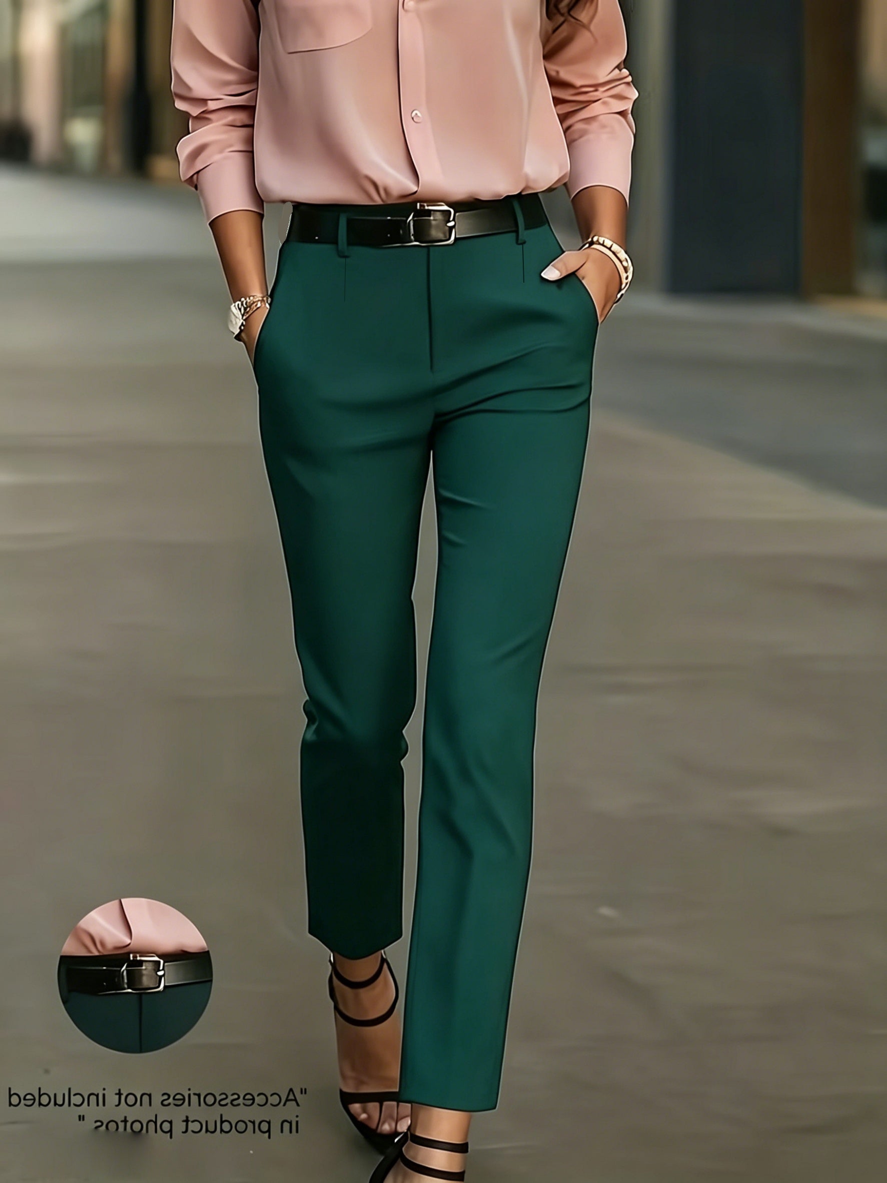High-Waisted Slim-Fit Pencil Trousers