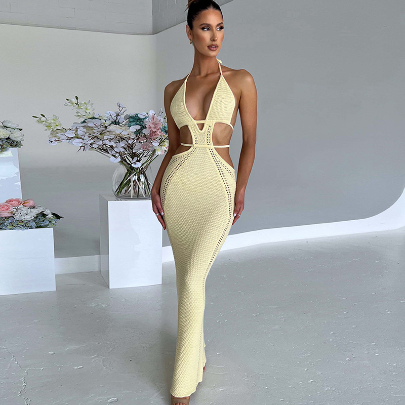 Halter Neck Cutout Knit Bodycon Mini Dress