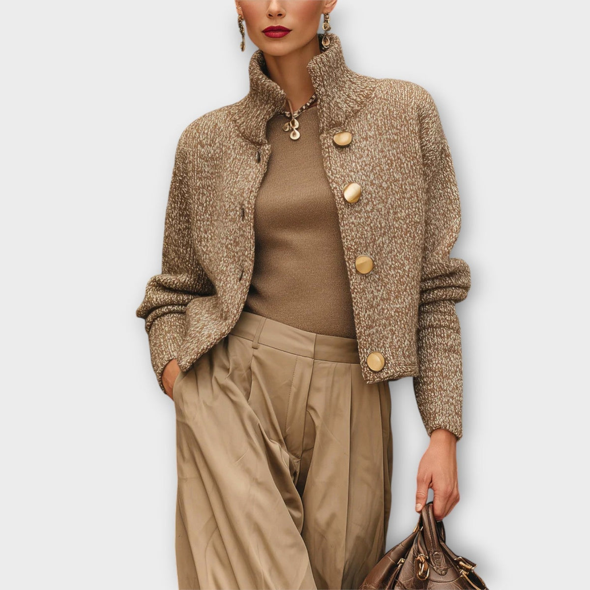 Textured Knit Button-Up Jacket