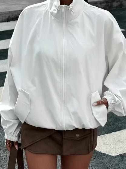 Lightweight Short Windbreaker Jacket with Drawstring Waist