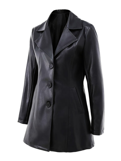 Mid-Length Coat with A-Line Hem and Notched Collar