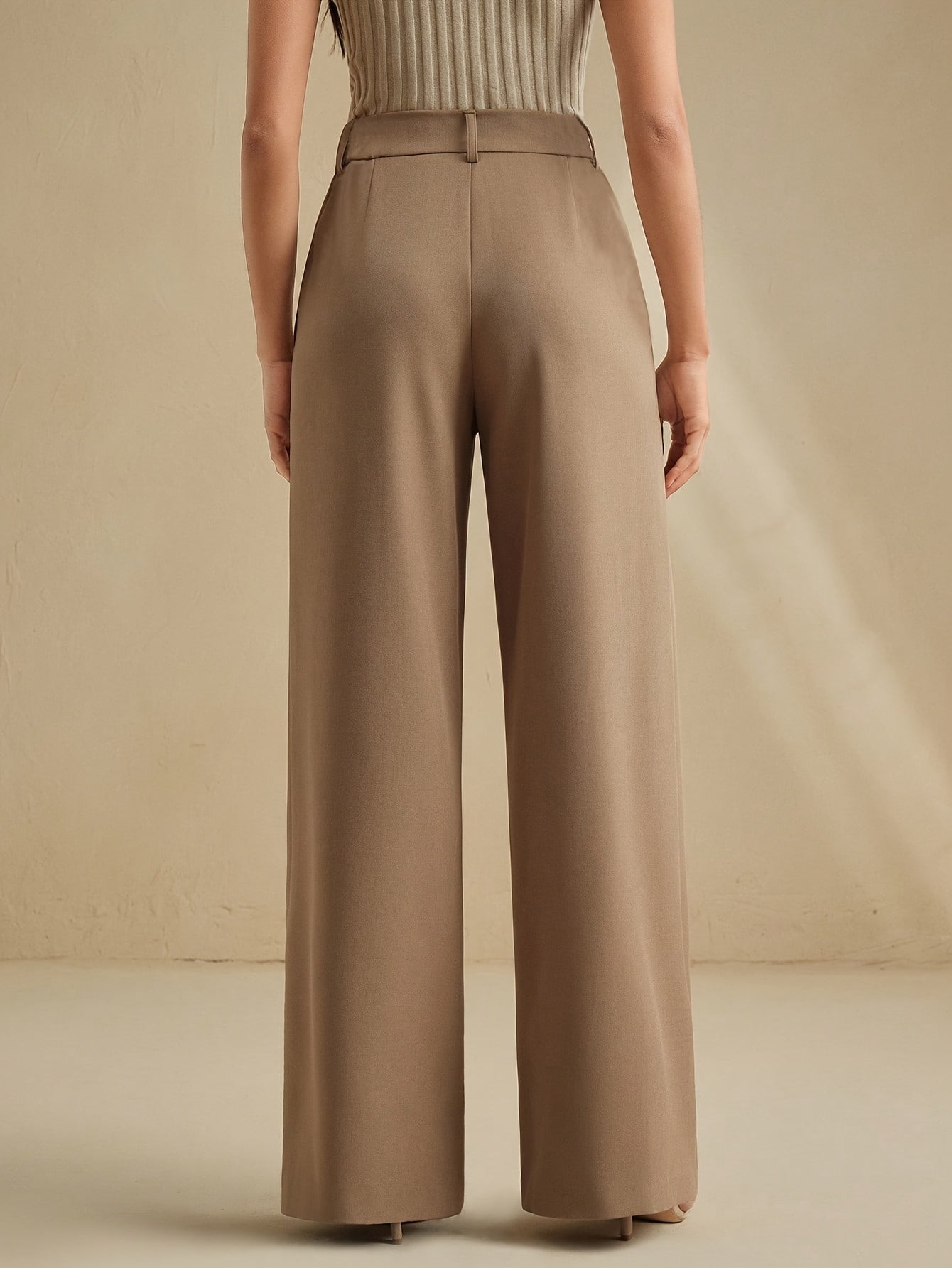 Pleated High-Waist Wide-Leg Trousers