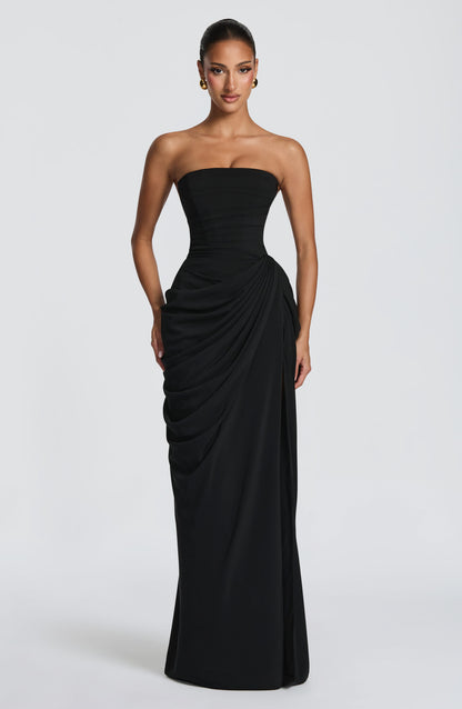 Women's Strapless Maxi Dress With Ruffles