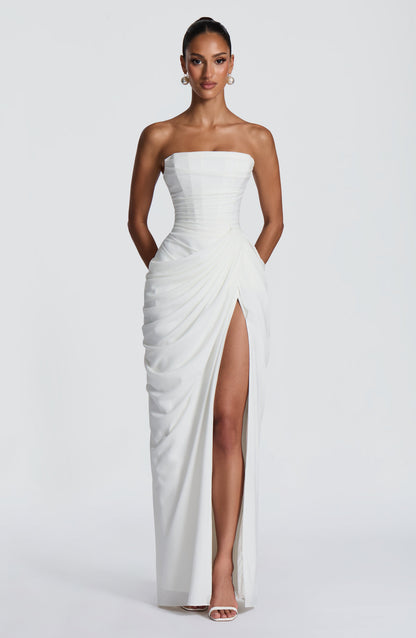 Women's Strapless Maxi Dress With Ruffles