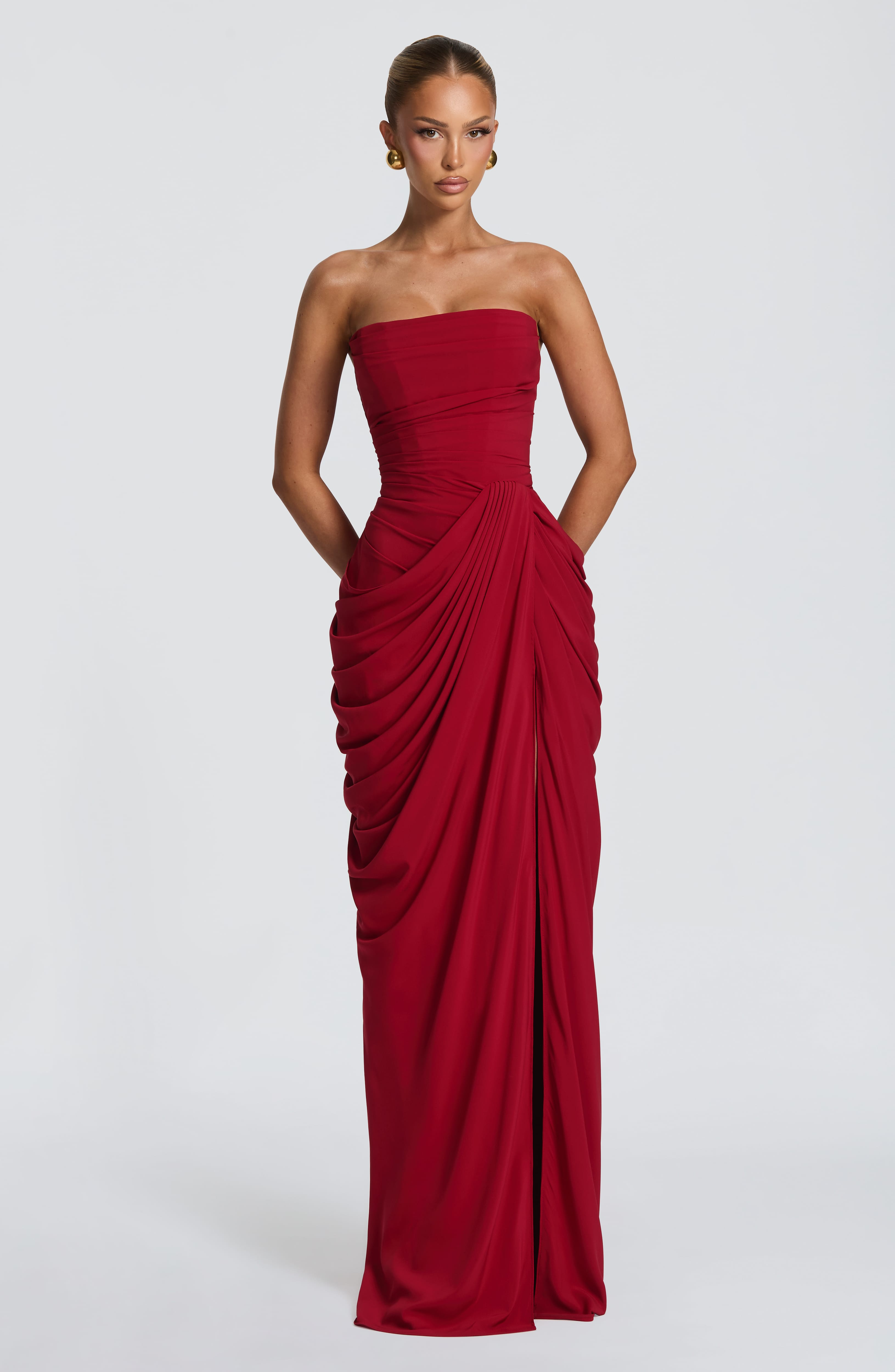 Women's Strapless Maxi Dress With Ruffles
